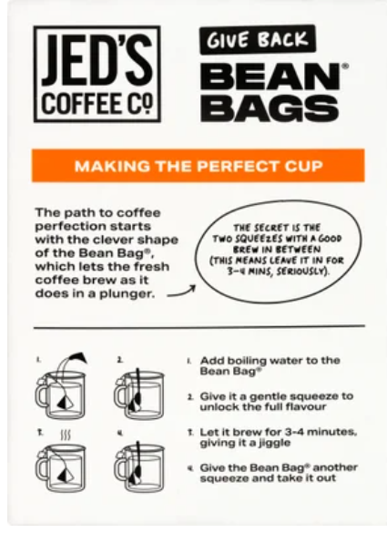 Jed's Coffee Co. #5 Extra Strong Strength Coffee Bean Bags 10pk