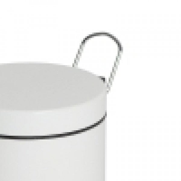 5L White Powder Coated Pedal Bin