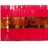 Gold Merry Xmas Cake Frill on Red (7.33 Metre Roll, 83mm width)