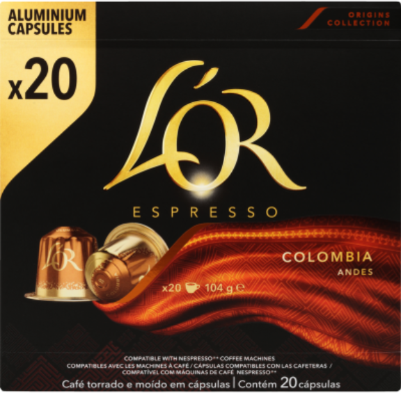 L'OR Espresso Colombia Intensity 8 Coffee Capsules 20pk