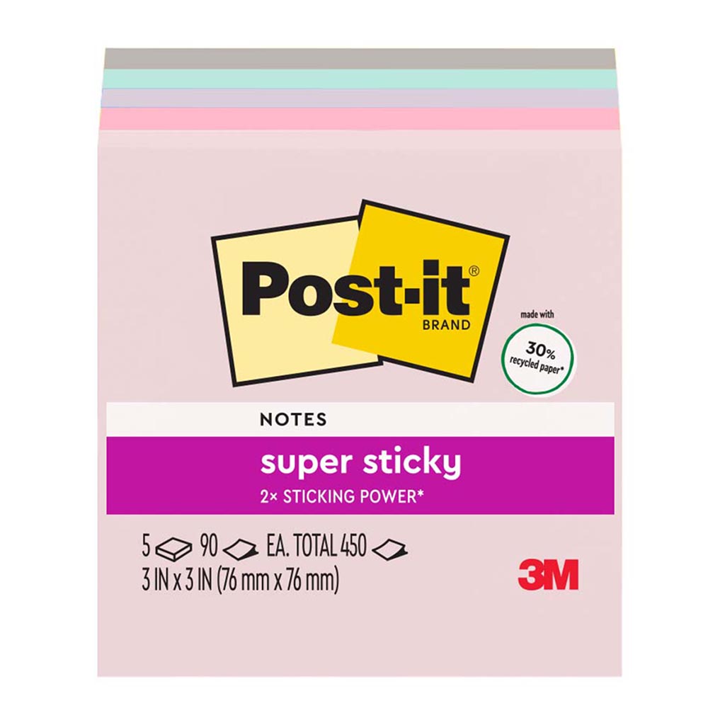 Post-it Rec Super Sticky Notes 654-5SSNRP 76x76mm Wanderlust (Bali), Pack of 5