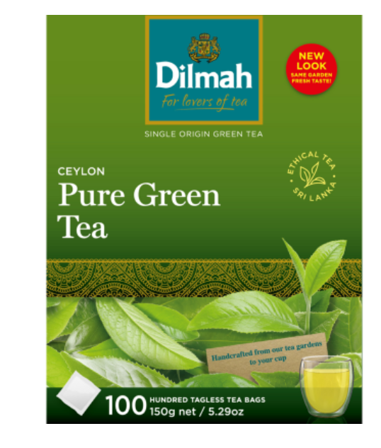 Dilmah Ceylon Pure Green Tea Tagless Tea Bags 100pk