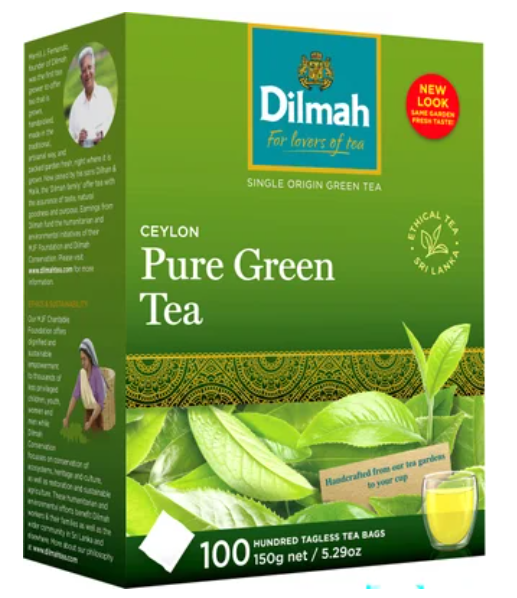 Dilmah Ceylon Pure Green Tea Tagless Tea Bags 100pk