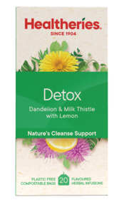 Healtheries Detox Dandelion & Milk Thistle With Lemon Tea Bags 20pk