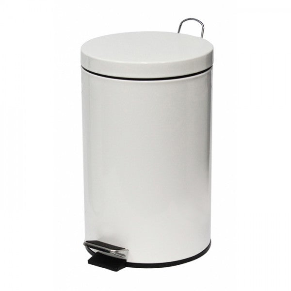 12L White Powder Coated Pedal Bin