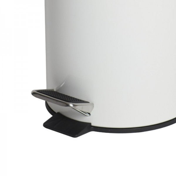 12L White Powder Coated Pedal Bin