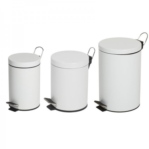 12L White Powder Coated Pedal Bin