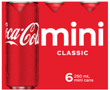 Coca-Cola Soft Drink Mini Cans 6 x 250ml