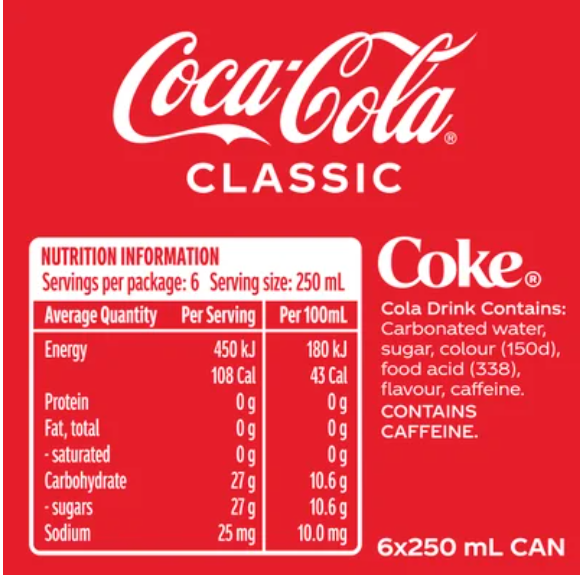 Coca-Cola Soft Drink Mini Cans 6 x 250ml