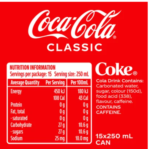 Coca-Cola Soft Drink Mini Cans 15 x 250ml