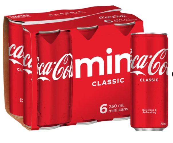 Coca-Cola Soft Drink Mini Cans 6 x 250ml