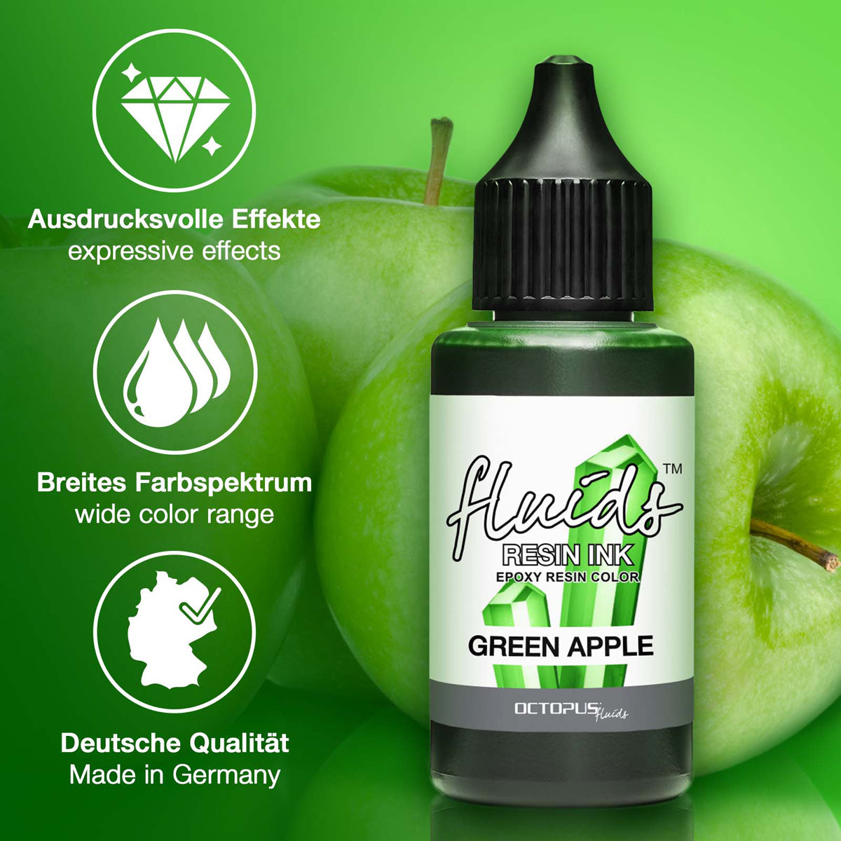 Octopus Fluids Resin Ink Green Apple 30ml