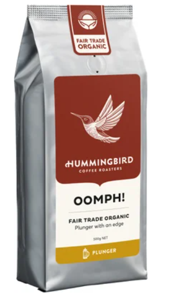 Hummingbird Oomph! Fair Trade Organic Fresh Plunger Grind Coffee 500g