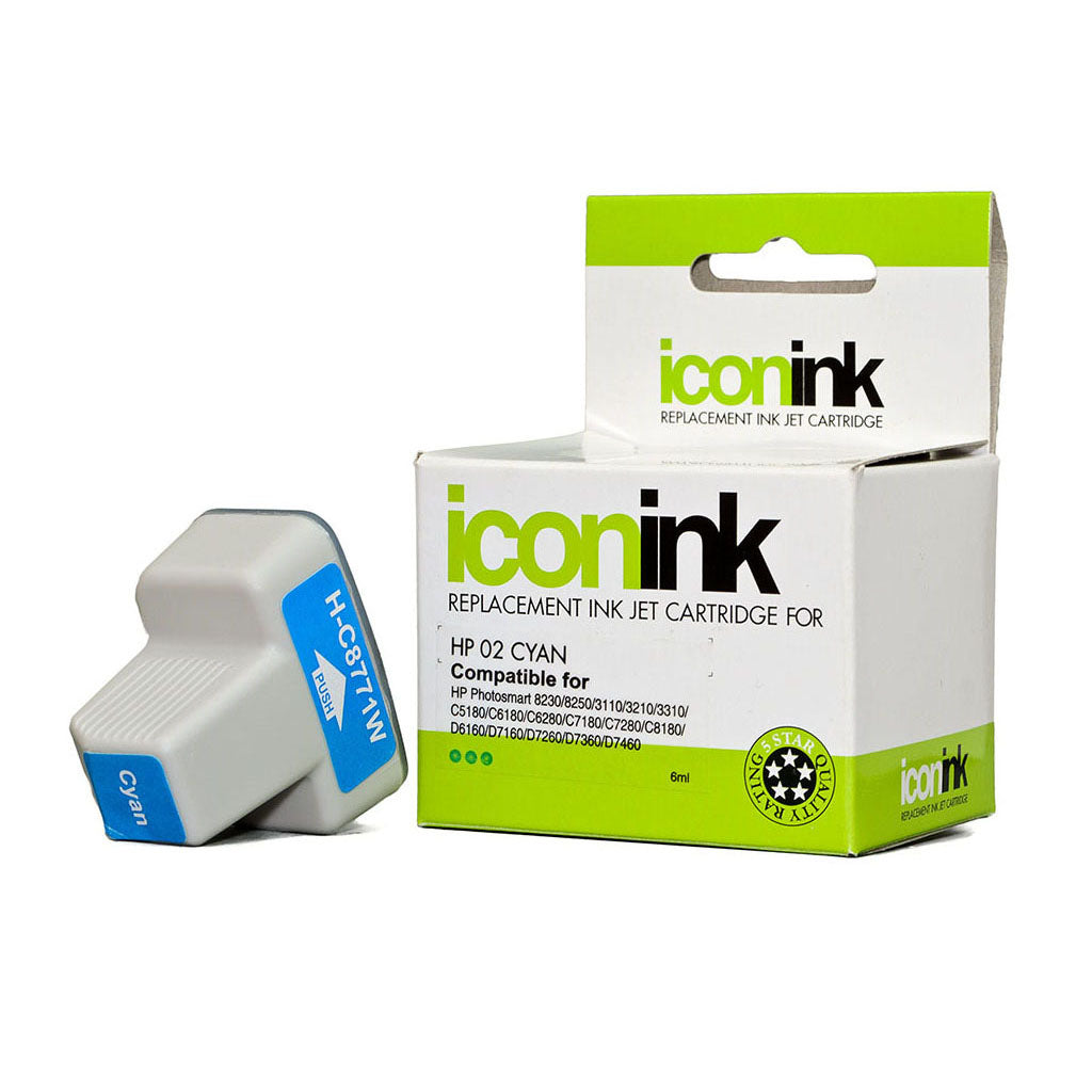 Icon Compatible HP 02 Cyan Ink Cartridge (C8771WA