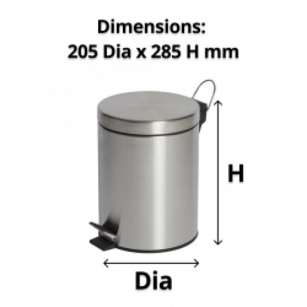 5L Round Stainless Steel Pedal Bin