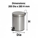 5L Round Stainless Steel Pedal Bin