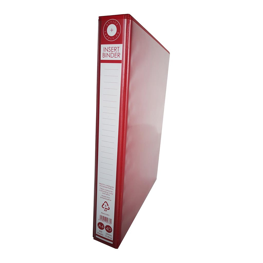 OSC Insert Binder A4 4D 25mm Red