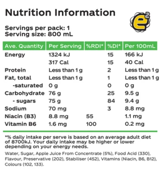 e2 Mango Liquid Energy Fruit Drink 800ml