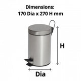 3L Round Stainless Steel Pedal Bin