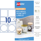 Avery Kitchen & Home Gift Labels Neutral Assorted 10up 4 Sheets - Cafe Supply