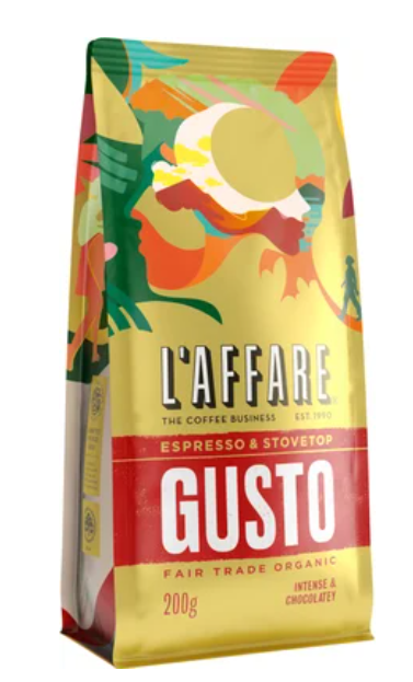 L'affare Gusto Espresso & Stovetop Fair Trade Organic Coffee 200g