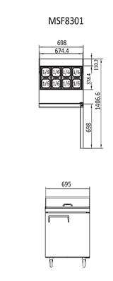 1 DOOR SANDWICH PREP TABLE FRIDGE 698 MM MSF8301 - Cafe Supply