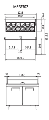 2 DOOR SANDWICH PREP TABLE FRIDGE 1225 MM MSF8302 - Cafe Supply