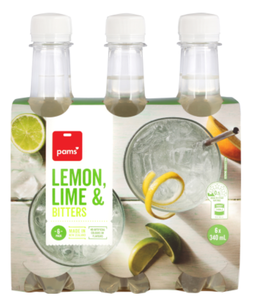 Pams Lemon Lime & Bitters 6 x 340ml