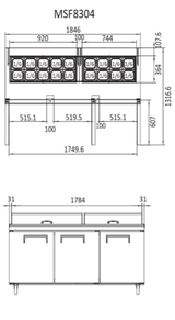 3 DOOR SANDWICH PREP TABLE FRIDGE1846 MM MSF8304 - Cafe Supply