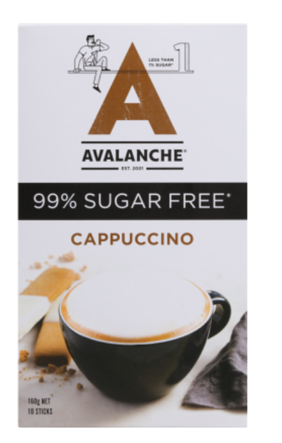 Avalanche 99% Sugar Free Cappuccino Coffee Sticks 10 x 16g