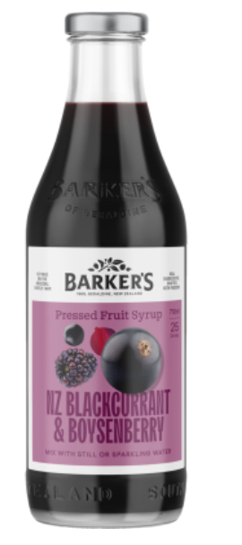 Barker's NZ Blackcurrant & Boysenberry Pressed Fruit Syrup 710ml