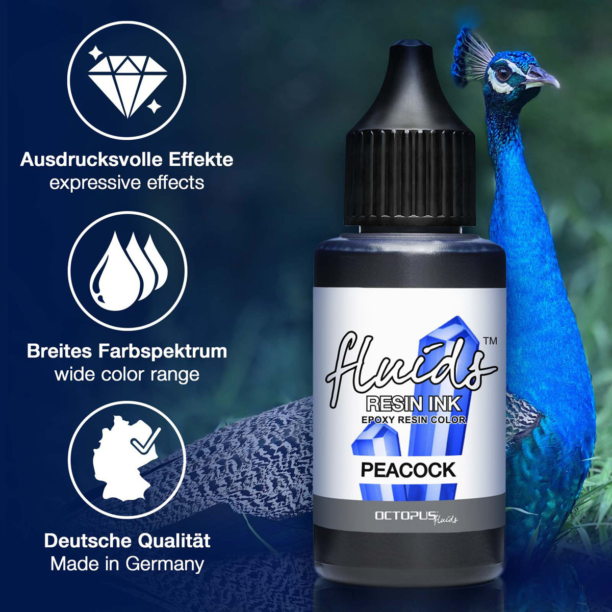 Octopus Fluids Resin Ink Peacock Blue 30ml