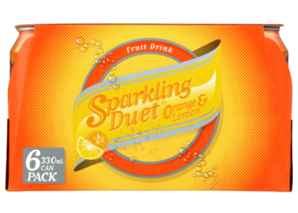 Schweppes Sparkling Duet Orange & Lemon Soft Drink Cans 6 x 330ml