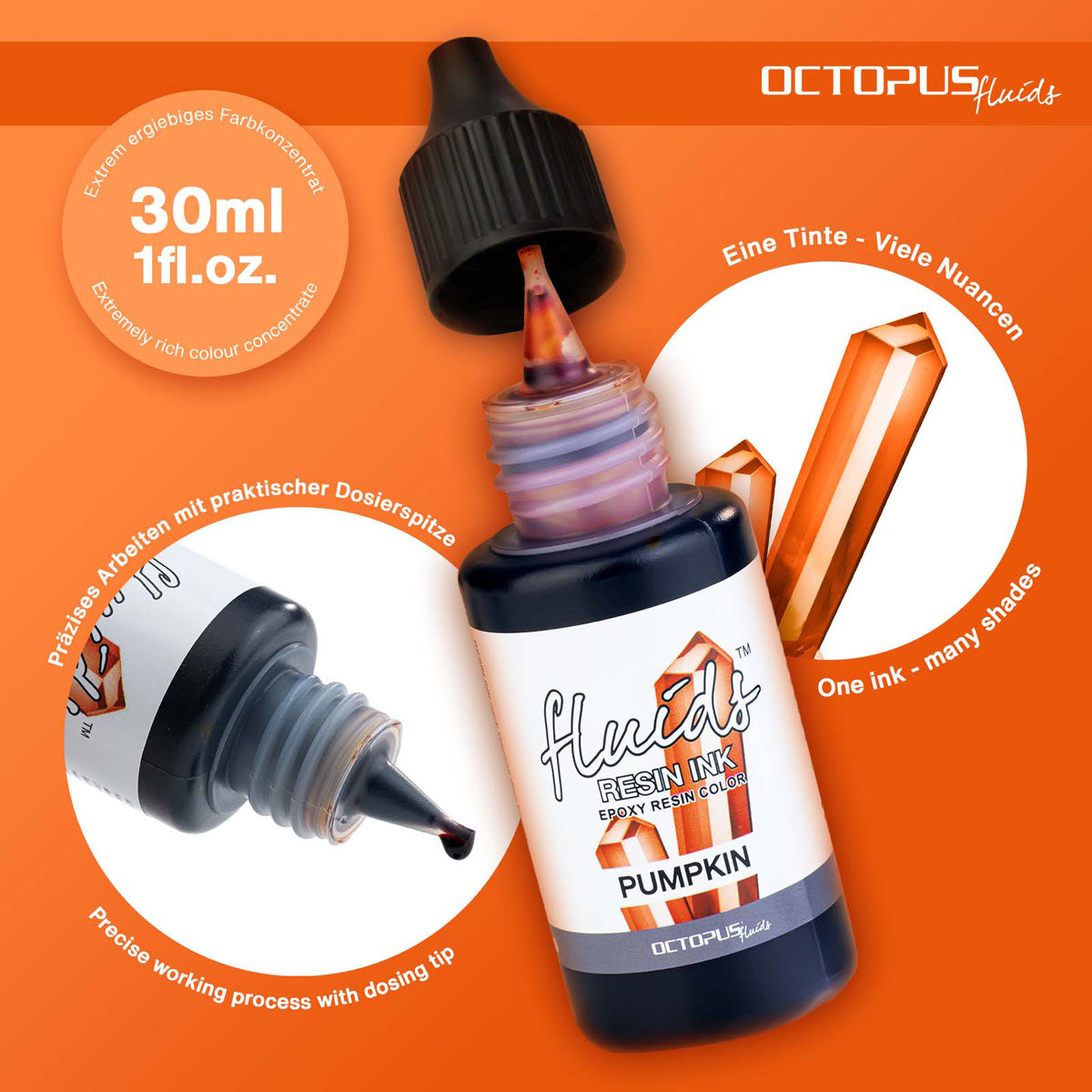 Octopus Fluids Resin Ink Pumpkin Orange 30ml