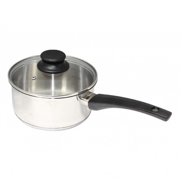 18cm S/S Saucepan with Glass Lid