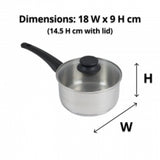 18cm S/S Saucepan with Glass Lid