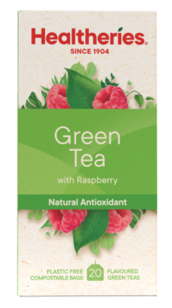 Healtheries Green Tea With Raspberry Tea Bags 20pk