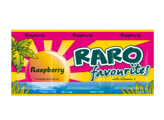 Raro Favourites Raspberry Flavoured Beverage Mix 3 x 80g