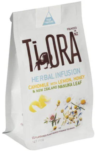 Ti Ora Herbal Infusion Camomile With Lemon Honey & New Zealand Manuka Leaf Pyramid Tea Bags 15pk