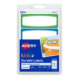 Avery Label Kids Durable Green Blue Border 89x32mm 4up 5 Sheets