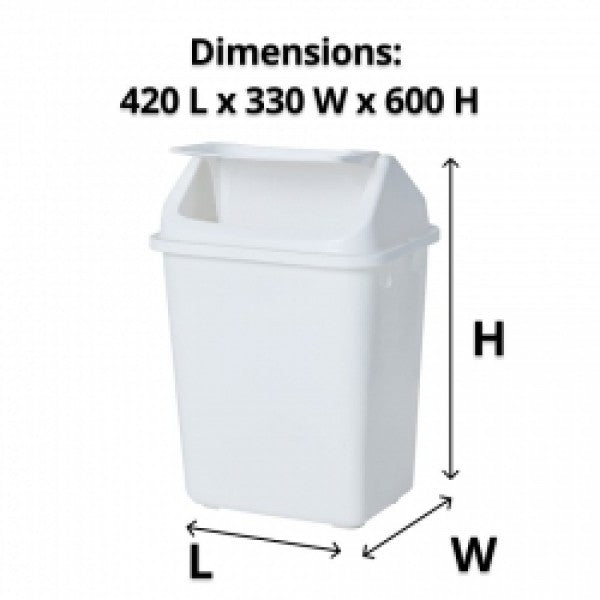 38L Rectangular White Swing Top Bin