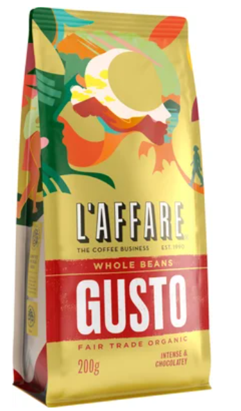 L'affare Gusto Fair Trade Organic Whole Beans Coffee 200g