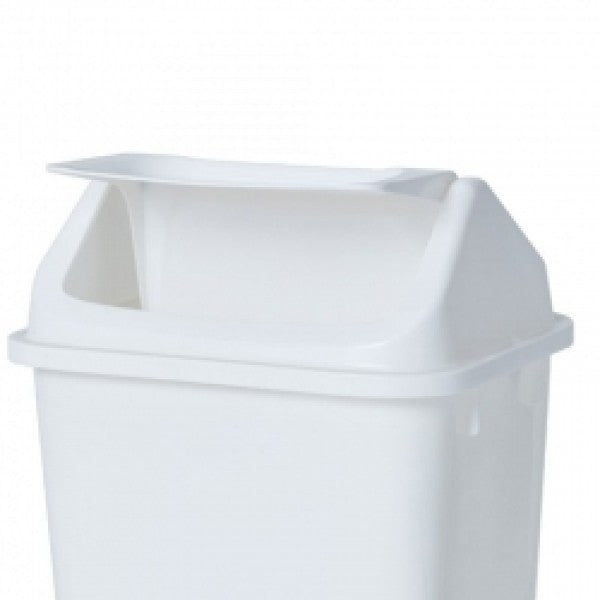 38L Rectangular White Swing Top Bin