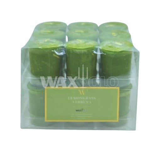 50mm SCENTED VOTIVE CANDLE (18pk) - LEMONGRASS VERBENA