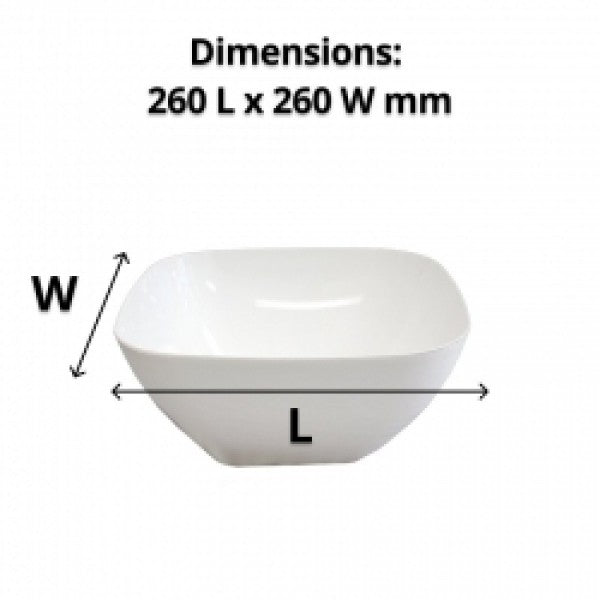 Salad Bowl White Plastic 260mm Square