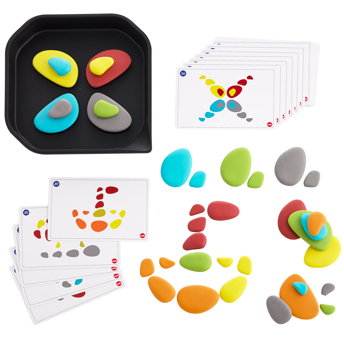 EDX FunPlay Rainbow Pebbles 36 Piece Set - Cafe Supply