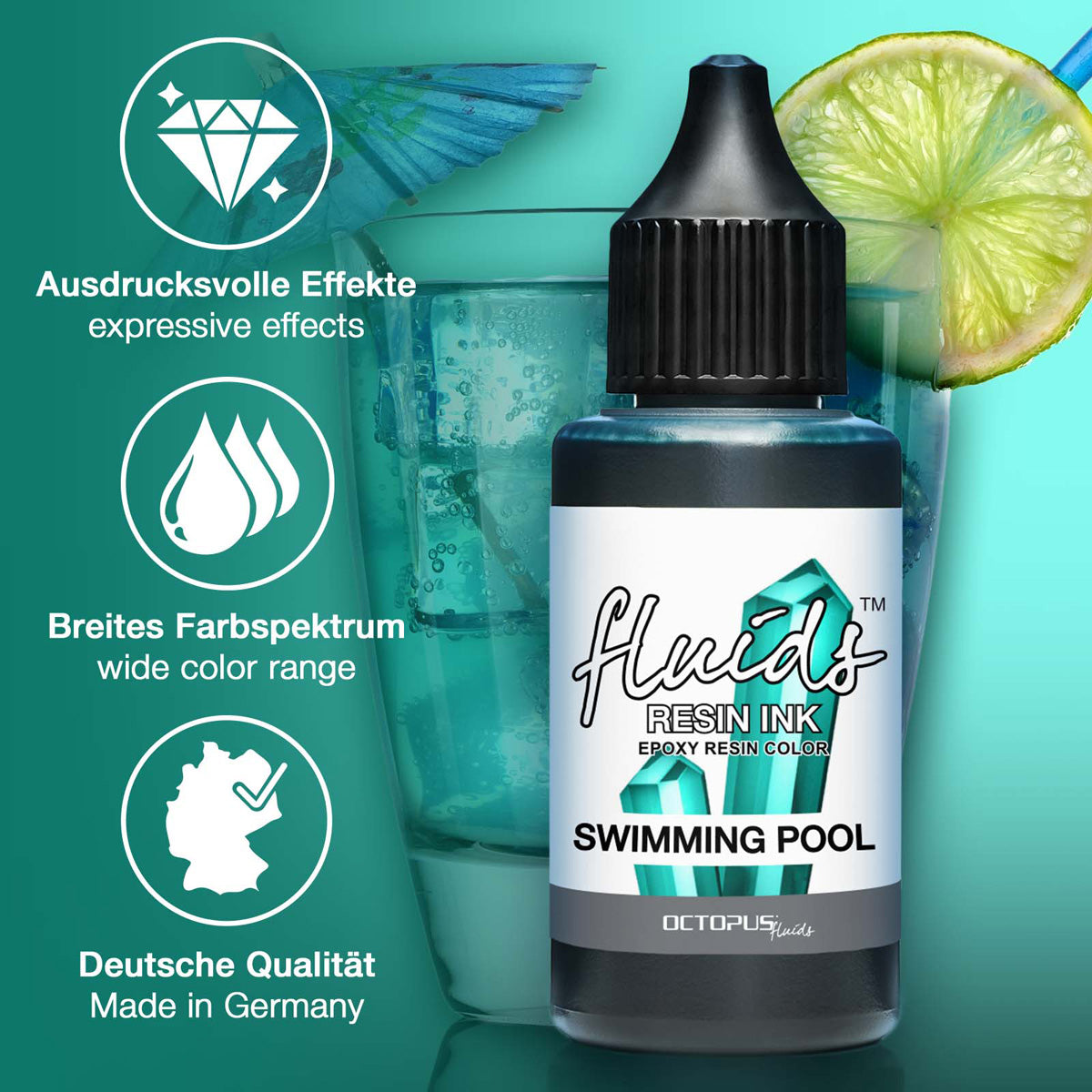 Octopus Fluids Resin Ink Swimming Pool Turquoise 30ml