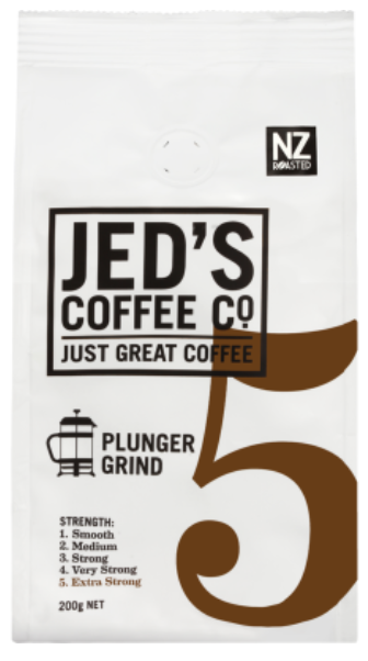 Jed's Coffee Co. #5 Extra Strong Strength Plunger Grind Coffee 200g