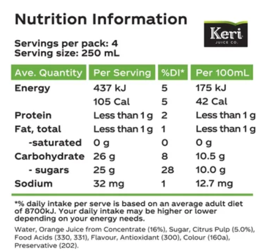 Keri Pulpy Orange Fruit Drink 1l