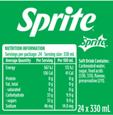 Sprite Natural Flavour Soft Drink Cans 24 x 330ml